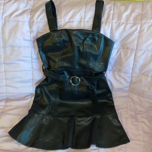 Faux Leather Babydoll Dress